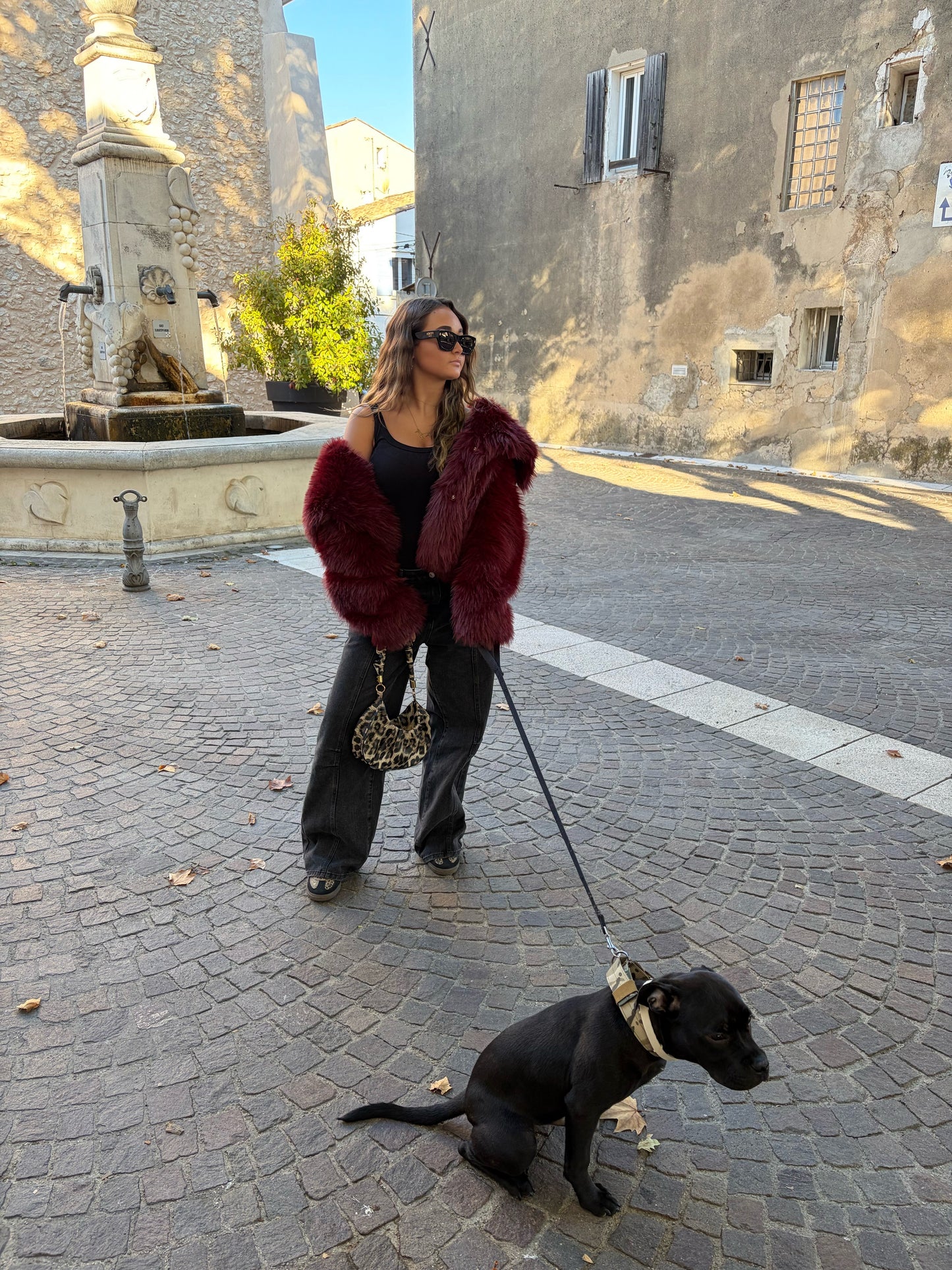 Fourrure «Rosanna» bordeaux