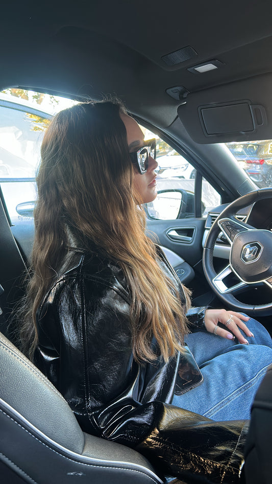 Veste en cuir «Clarissa » noir