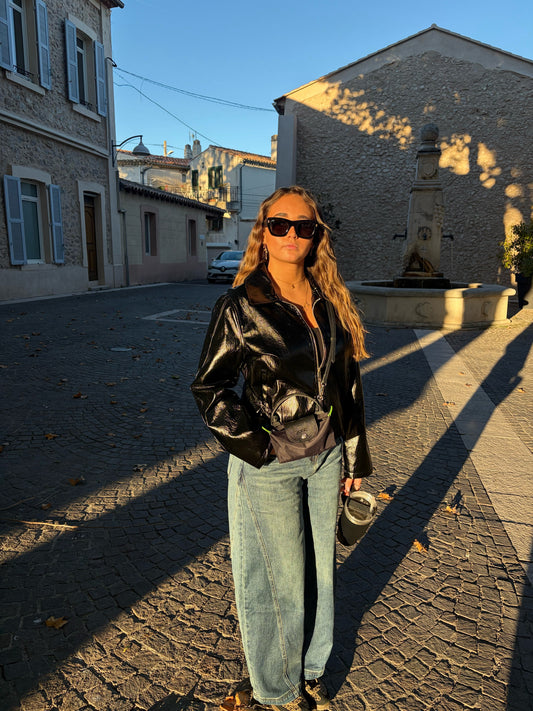 Veste en cuir «Clarissa » noir